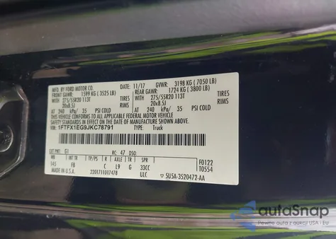 2018 Ford F-150 Xlt z USA, uszkodzony, nr VIN 1FTFX1EG9JKC78791